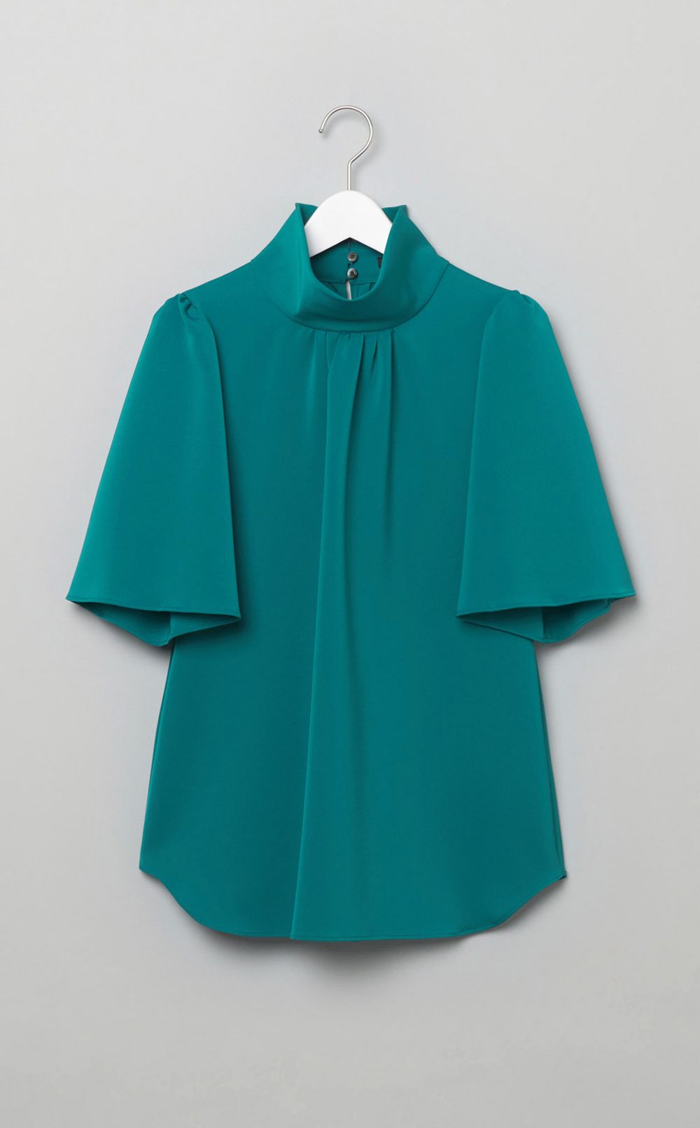 スタンドカラータックブラウス