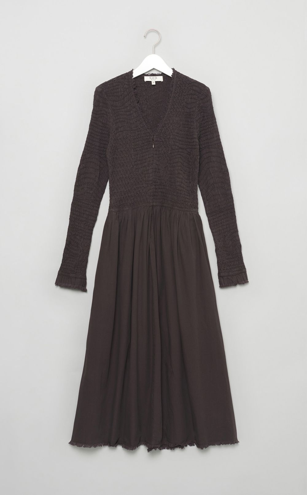 Vネックギャザースリーブワンピース