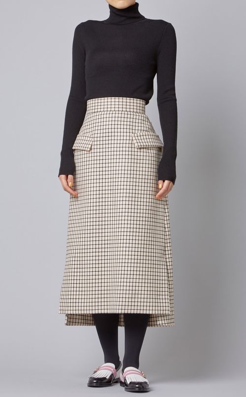 ウールチェックフレアスカート