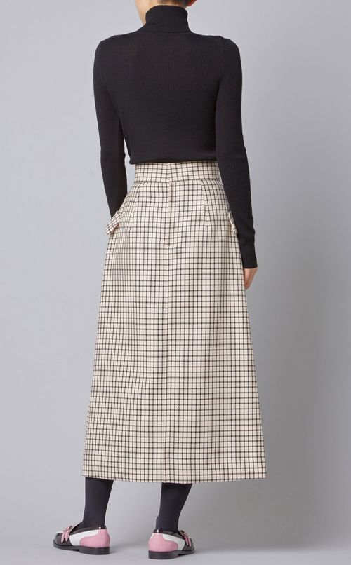 ウールチェックフレアスカート