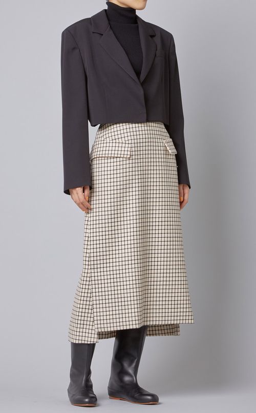 ウールチェックフレアスカート