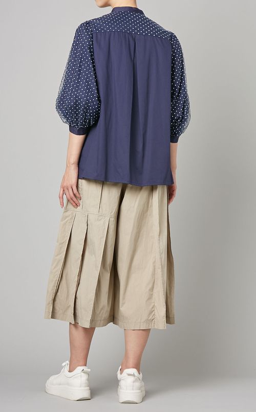 ドットスリーブドッキングシャツ