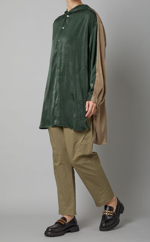 バイカラーフーディブラウス