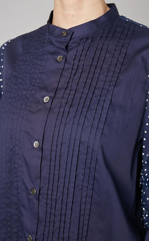 ドットスリーブドッキングシャツ