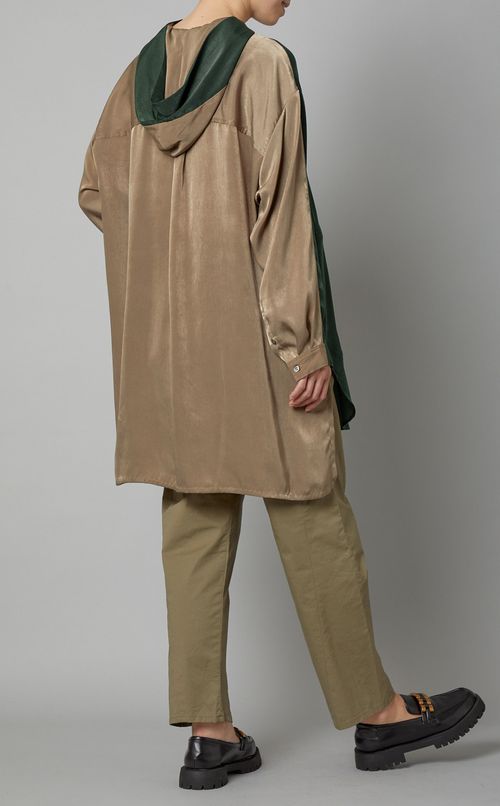 バイカラーフーディブラウス