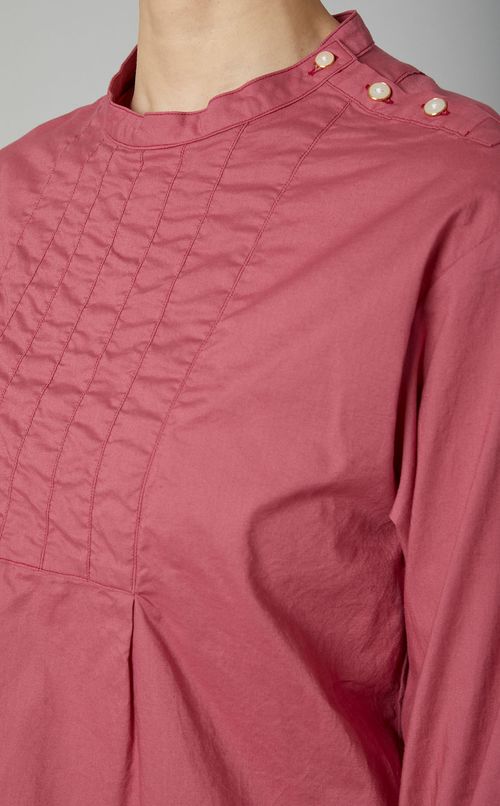 フロントステッチ肩開きブラウス