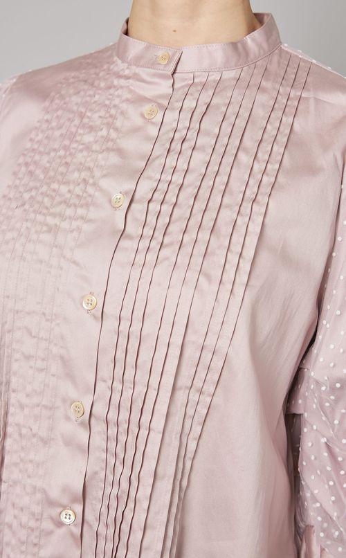 ドットスリーブドッキングシャツ