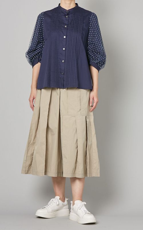 ドットスリーブドッキングシャツ