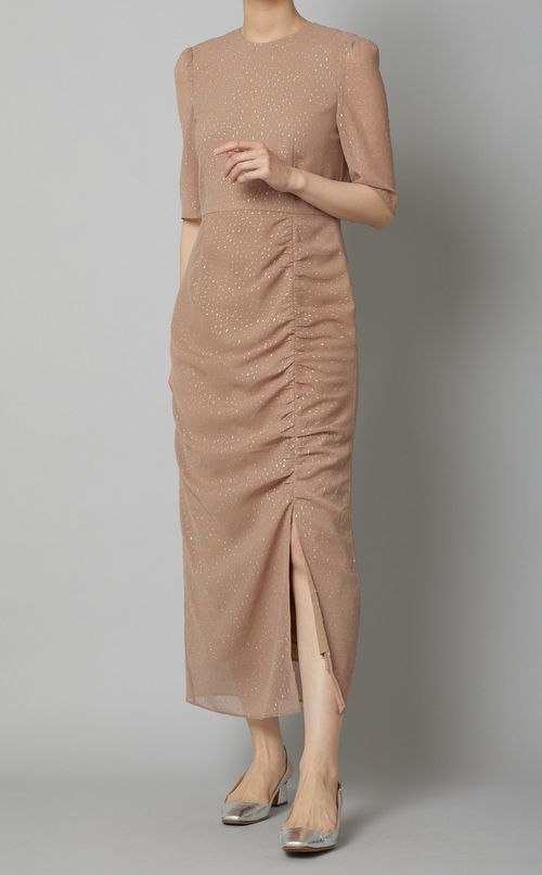 ラメドビースリットドレス