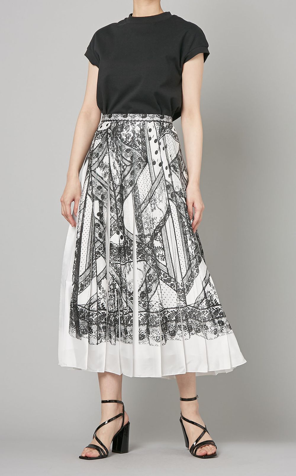 ☆ERDEM☆ Sale!! エレガントプリントAラインポプリンスカート♪ ERDEM|レースプリントプリーツスカート