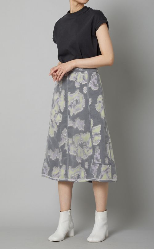 オーガンジーフラワーフレアミディスカート