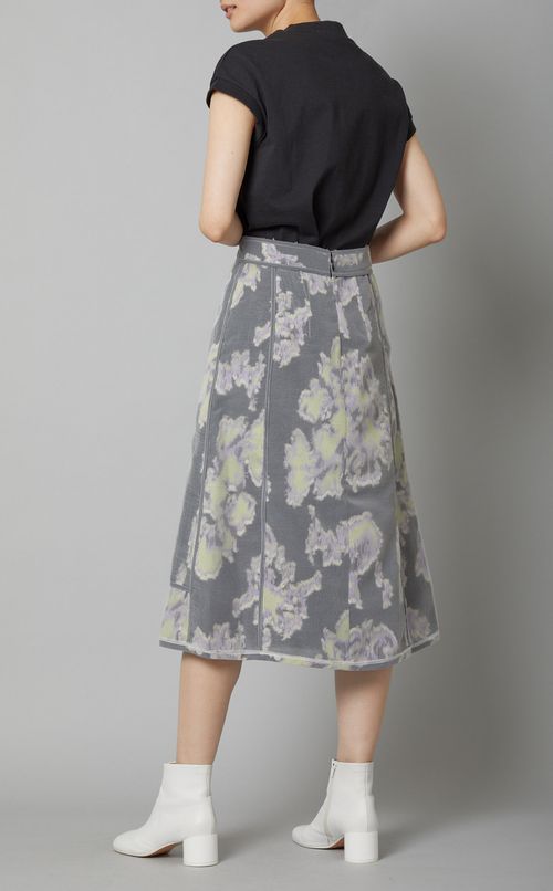 オーガンジーフラワーフレアミディスカート