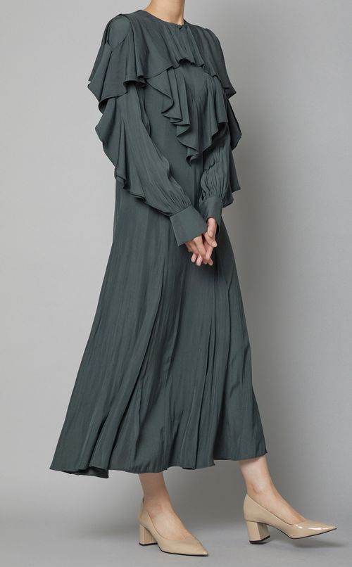 コットンサテンフリルワンピース