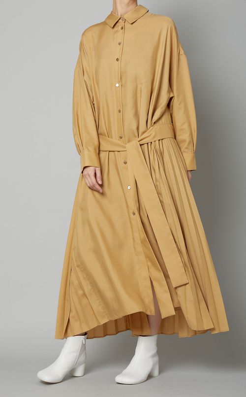 バックプリーツシャツワンピース