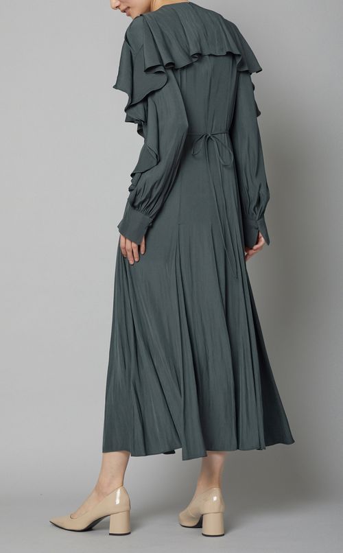 コットンサテンフリルワンピース