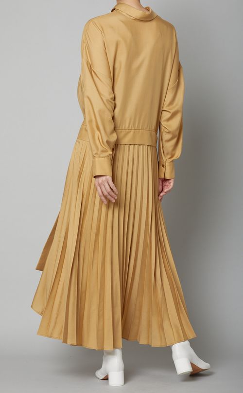 バックプリーツシャツワンピース