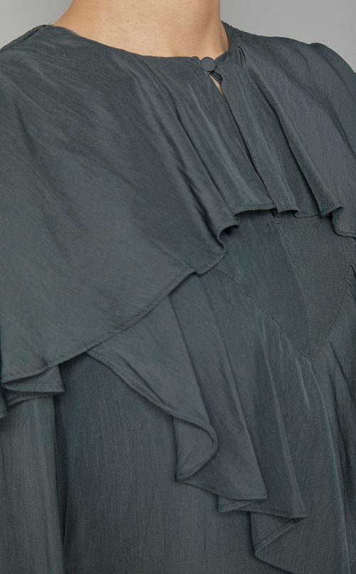 コットンサテンフリルワンピース