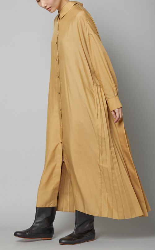 バックプリーツシャツワンピース