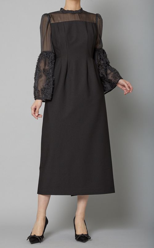 フラワースリーブワンピース