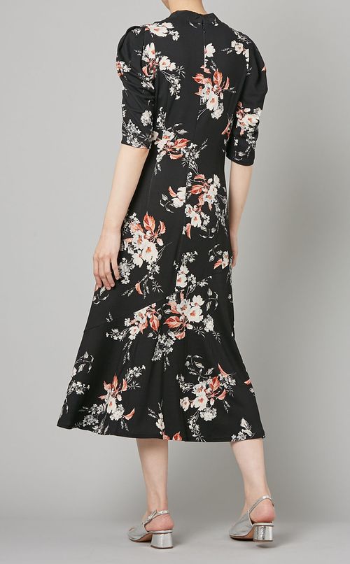 フラワープリントボウタイドレス