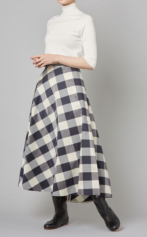 ブロックチェックサーキュラースカート
