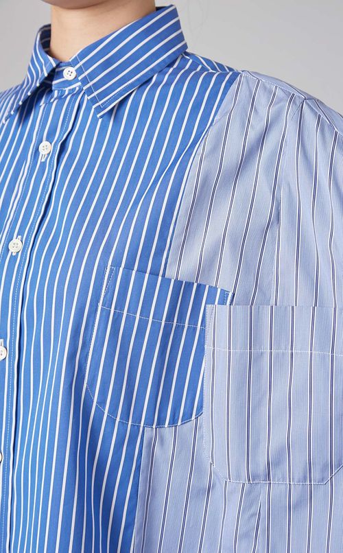 コットン切替ストライプシャツ