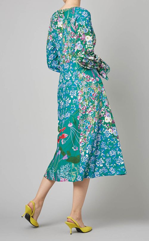 マルチフラワープリントVネックワンピース