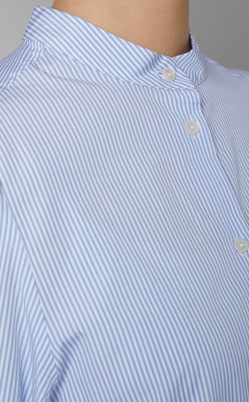 ストライプギャザースリーブブラウス