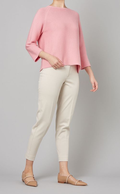 コットンクルーネックプルオーバーニット