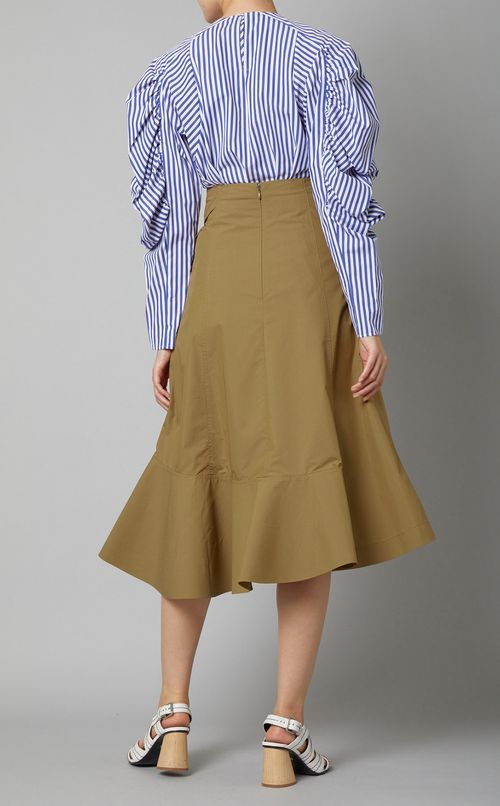 ストライプギャザースリーブブラウス