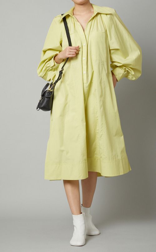 コットンポプリンパフスリーブワンピース