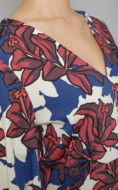 プリントVネックフレアワンピース