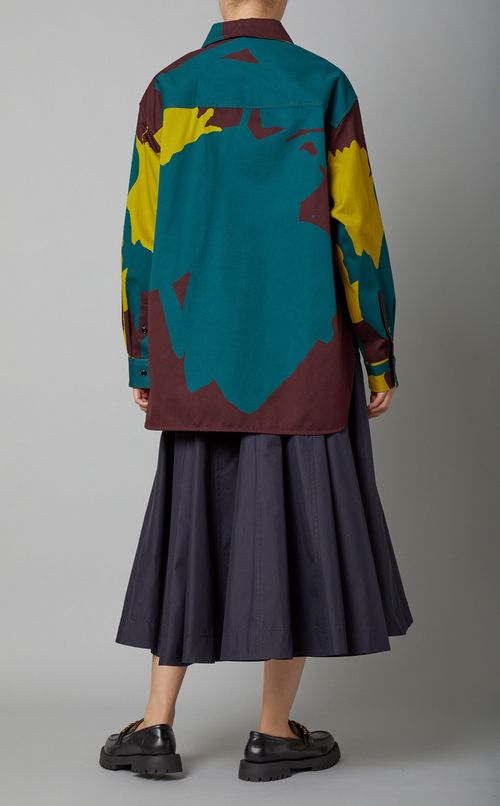 モチーフ付き配色ブラウス