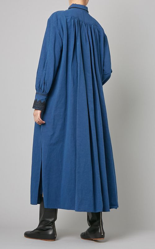 エンブロイダリーピンタックギャザードレス