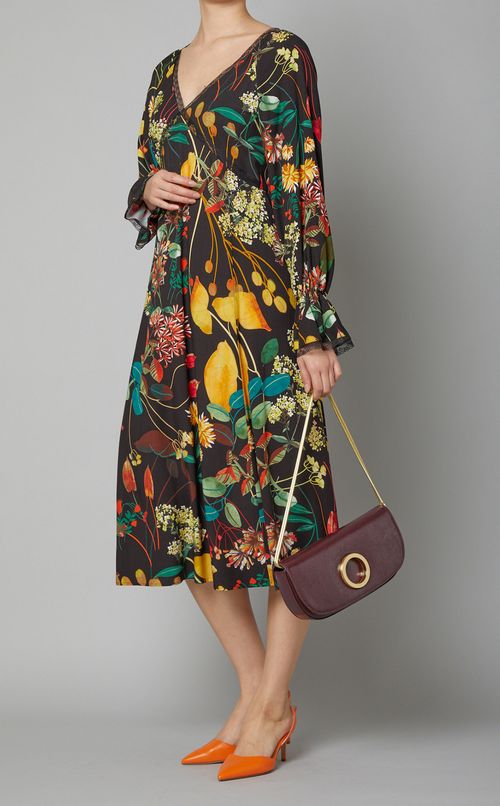 マルチフラワープリントVネックワンピース