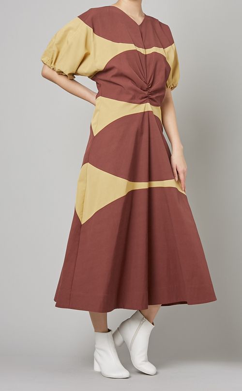 プリントパフスリーブワンピース