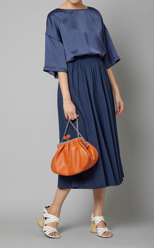 ギャザーハーフスリーブロングワンピース