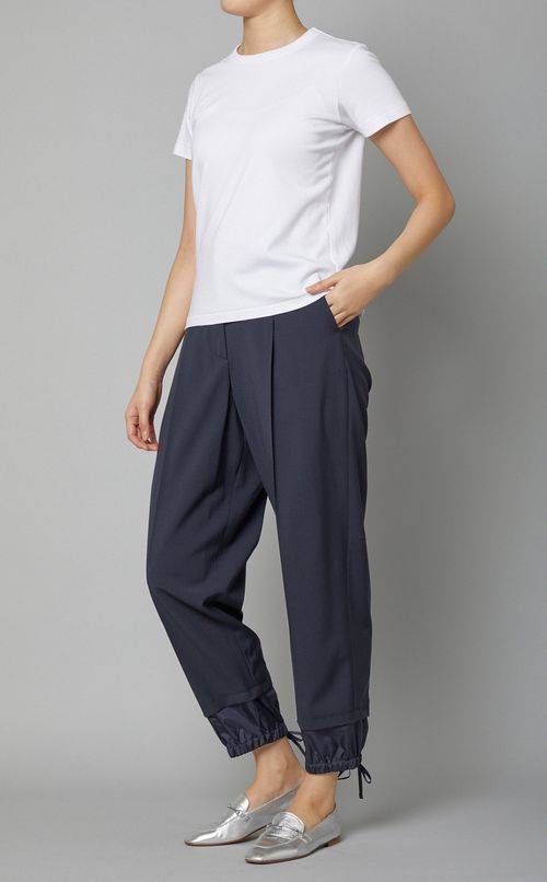 レイヤーヘムセンタープレスカーゴパンツ