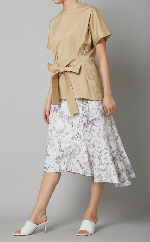 ウエストリボンショートスリーブブラウス