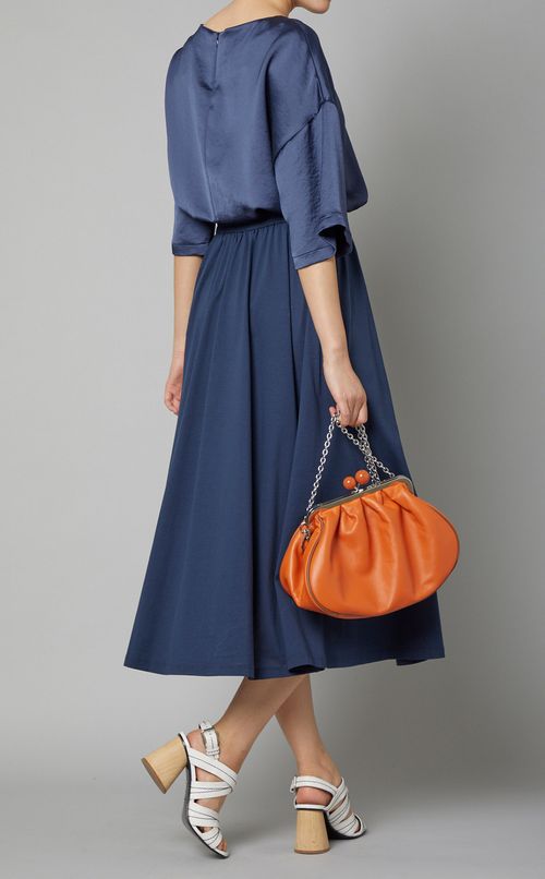 ギャザーハーフスリーブロングワンピース