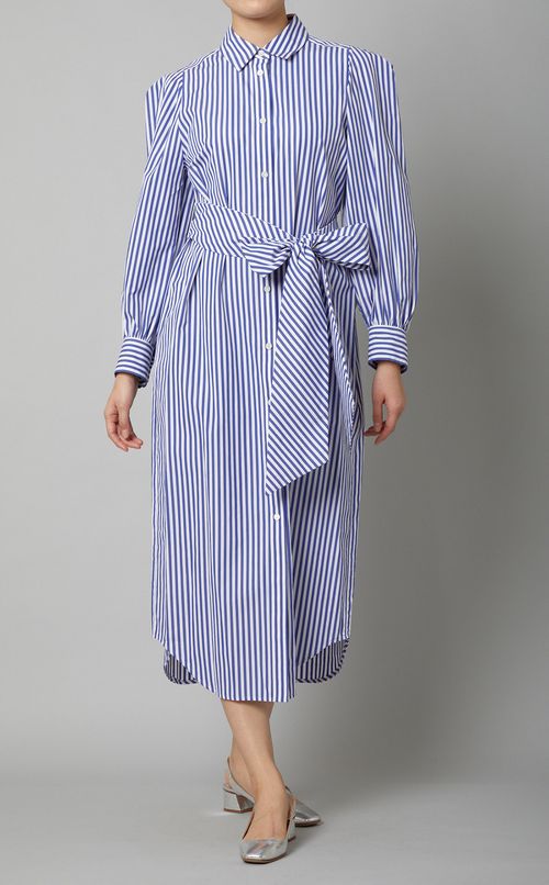 ストライプシャツワンピース