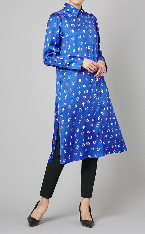 マルチドットプリントシャツワンピース