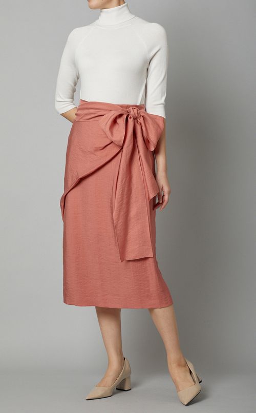 シルキードレープタックミディスカート