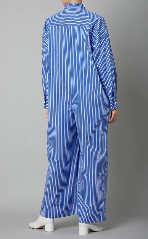 コットンストライプオールインワン