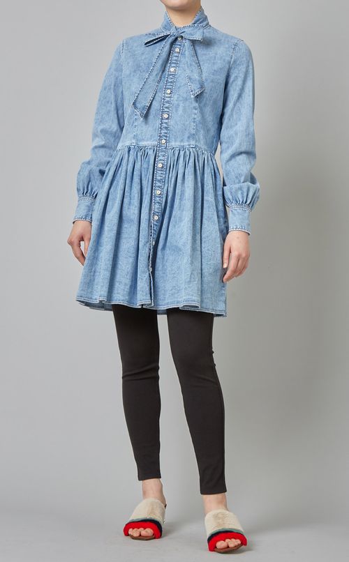 デニムボウタイミニワンピース