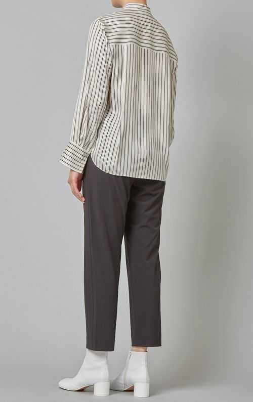 バンドカラーストライプシャツ