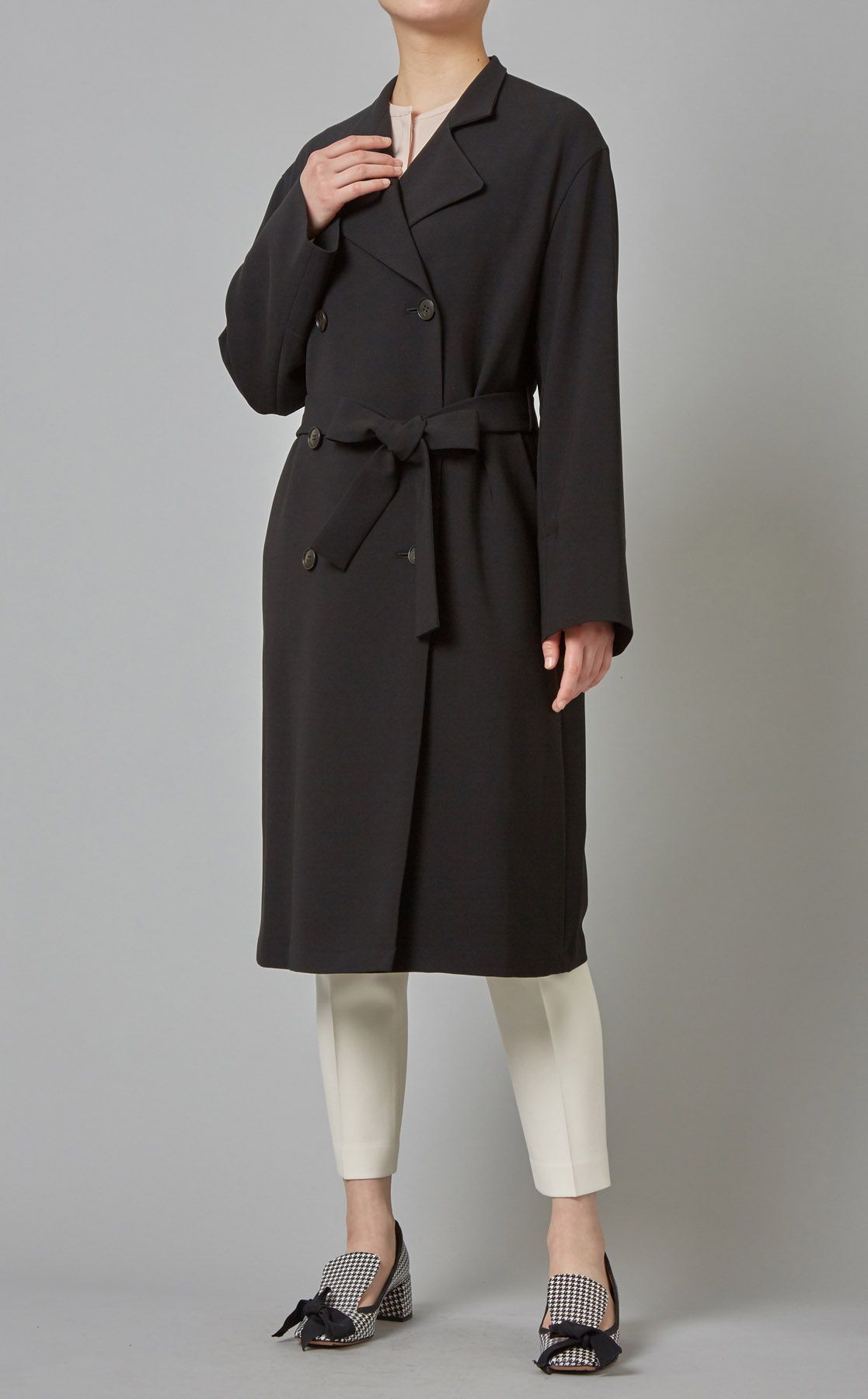 グレー ベルト付き ロングコート Theory グレー ロングコート Sサイズ