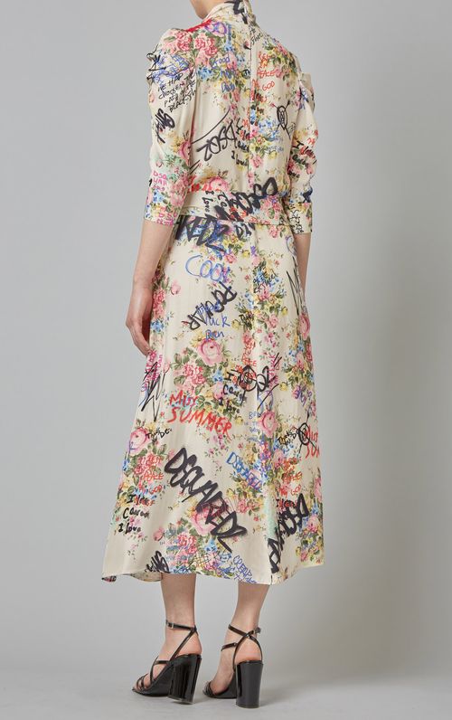 フラワープリントロングワンピース