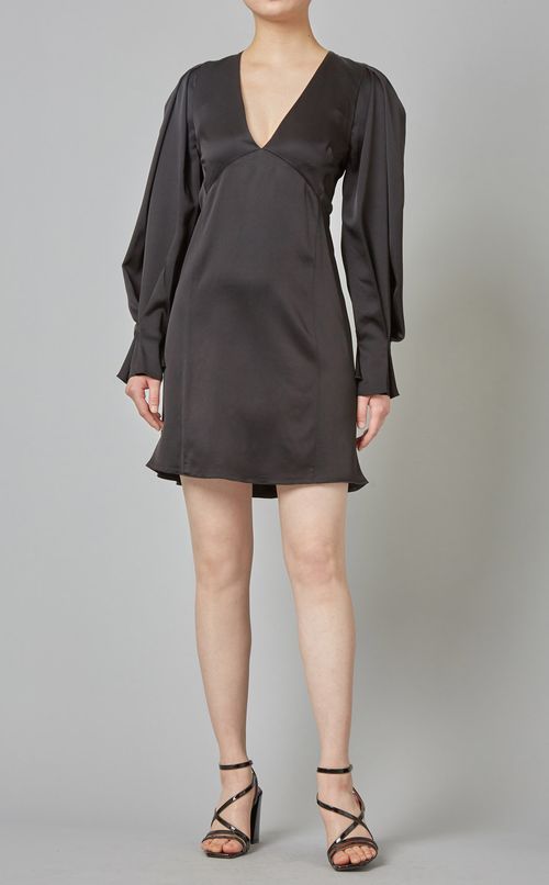 タックスリーブVネックミニワンピース