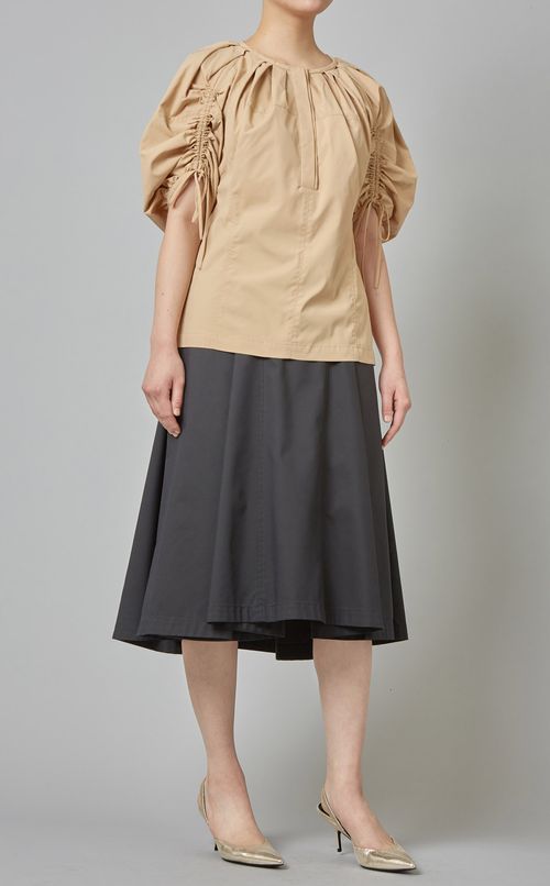 シャーリングスリーブブラウス